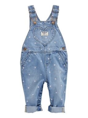 OshKosh Heart-Print Knit Denim Overalls